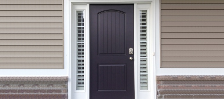 Sidelight Shutters On Black Door In Jacksonville, FL